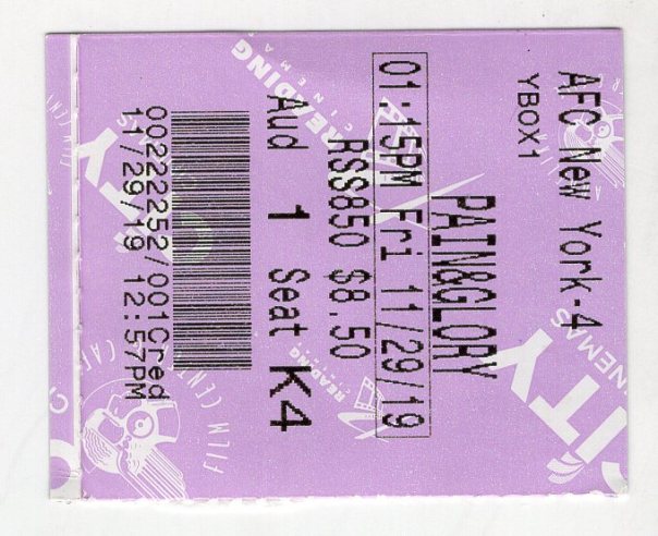 Pain and Glory Ticket 11/29/19